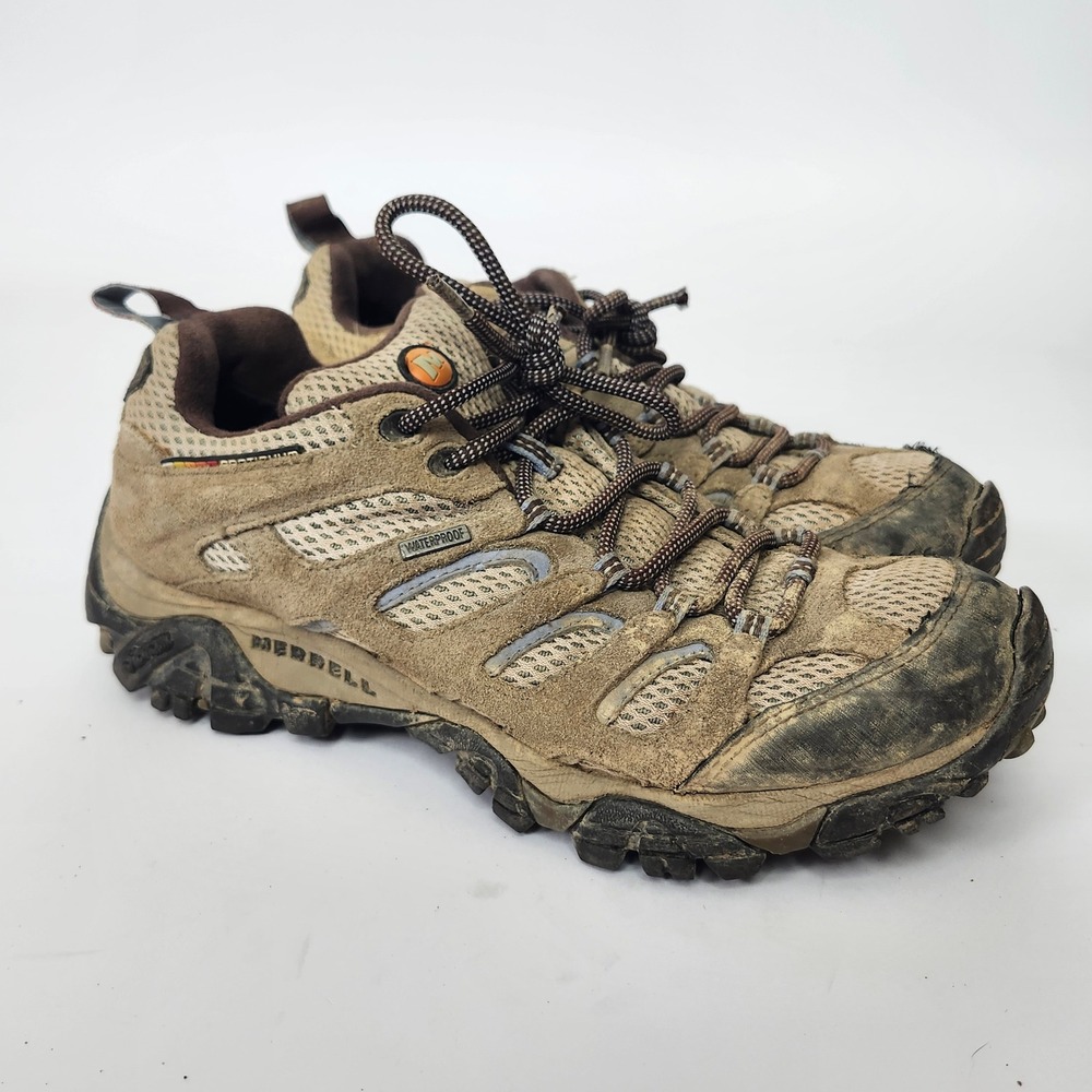Merrell Moab Waterproof Hiking Shoes Womens 9.5 Dusty Olive Vibram Trail J88796